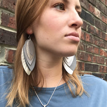 Load image into Gallery viewer, Grand silver leather leaf earrings