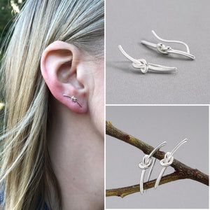 silver knot earring
