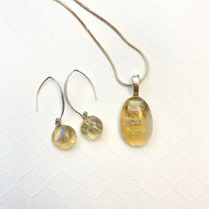 Perrier-Jouet Champagne-Fused-Glass-Pendant-Earring-Set