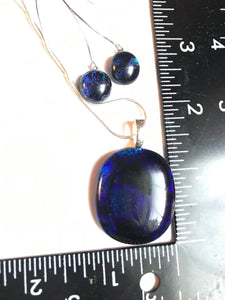 Charybdis -Fused-Glass-Pendant-Earring-Set