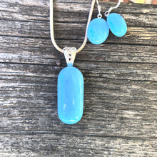 Load image into Gallery viewer, Maya Blue -Fused-Glass-Pendant-Earring-Set