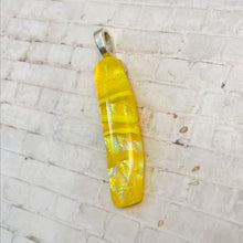 Load image into Gallery viewer, Yellow Caterpillar-Fused-Glass-Pendant