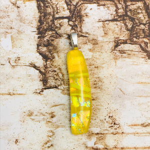 Yellow Caterpillar-Fused-Glass-Pendant