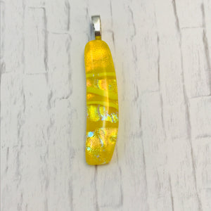 Yellow Caterpillar-Fused-Glass-Pendant