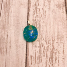 Load image into Gallery viewer, Turquoise Round-Fused-Glass-Pendant