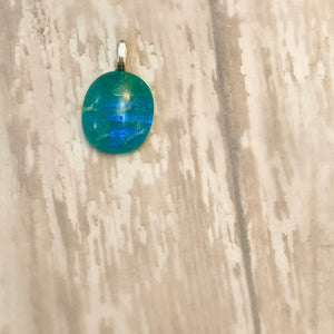 Turquoise Round-Fused-Glass-Pendant