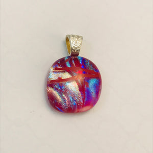 Silvery Blue Moon-Glass-Fused-Pendant