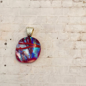 Silvery Blue Moon-Glass-Fused-Pendant