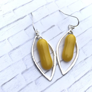 Yellow Jasper-Fused-Glass-Earrings