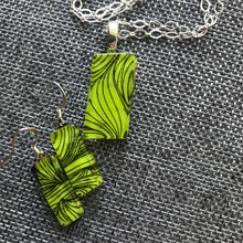 Load image into Gallery viewer, Green Zebra-Fused-Glass-Pendant-Earring-Set