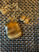 Load image into Gallery viewer, Caramel &amp; Cream -Fused-Glass-Pendant-Earring-Set