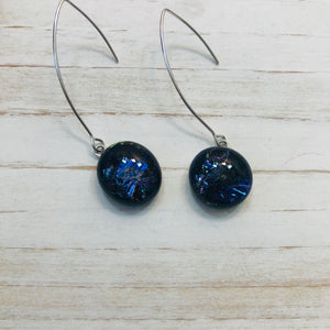 Blue blizzard-Fused-Glass-Earrings