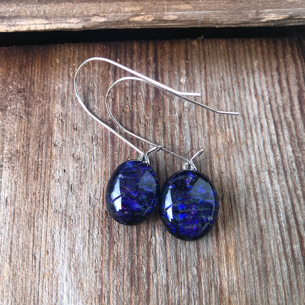 Purple Oceans-Fused-Glass-Earrings