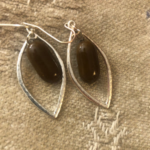 Brown Almond Earrings-Fused-Glass-Earrings