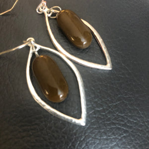 Brown Almond Earrings-Fused-Glass-Earrings