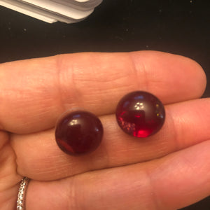 Red Ruby Stud Earrings-Fused-Glass-Earrings