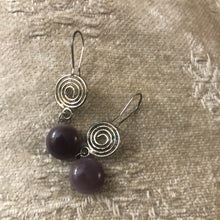 Load image into Gallery viewer, Round Lavender Dangling Earrings