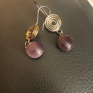 Round Lavender Dangling Earrings