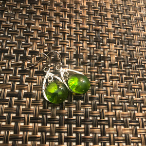 Speckled Frogs-Fused-Glass-Earrings