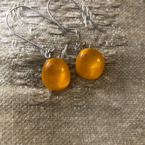 Orange Planets-Fused-Glass-Earrings