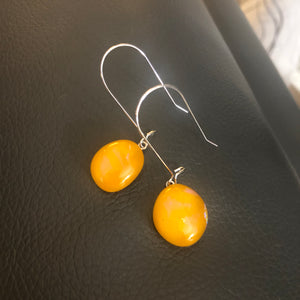 Orange Planets-Fused-Glass-Earrings