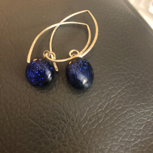 Deep Blue Destiny-Fused-Glass-Earrings