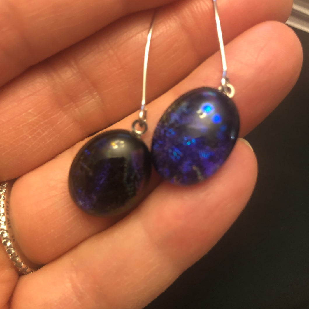 Purple Marble-Fused-Glass-Earrings