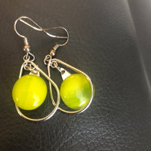Load image into Gallery viewer, Yellow Green Earrings-Fused-Glass-Earrings