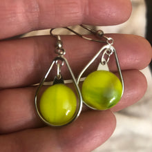 Load image into Gallery viewer, Yellow Green Earrings-Fused-Glass-Earrings