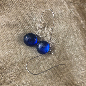 Cobalt-Fused-Glass-Earrings