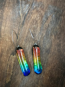 Rainbow Earrings-Fused-Glass-Earrings