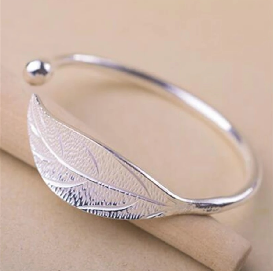 Silver Leaf Cuff Bracelet