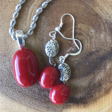 Load image into Gallery viewer, Vermilion Tamale-Fused-Glass-Pendant-Earring-Set
