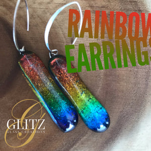 Rainbow Earrings-Fused-Glass-Earrings