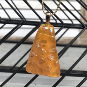 Tangerine Anemone-Fused-Glass-Pendant