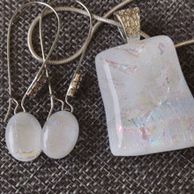 Load image into Gallery viewer, Snowdrop-Fused-Glass-Pendant-Earring-Set
