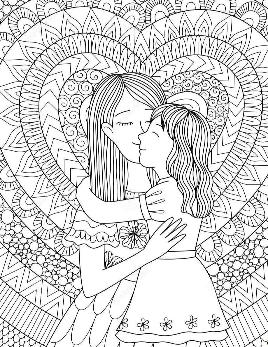 Mother- Daughter Coloring Page