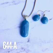 Load image into Gallery viewer, Maya Blue -Fused-Glass-Pendant-Earring-Set