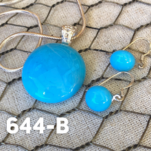 Load image into Gallery viewer, Maya Blue -Fused-Glass-Pendant-Earring-Set