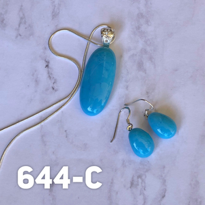 Maya Blue -Fused-Glass-Pendant-Earring-Set