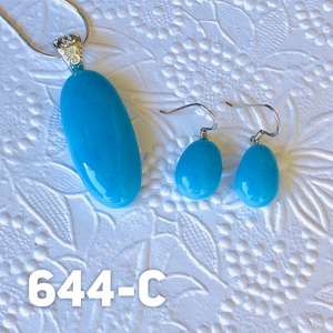 Maya Blue -Fused-Glass-Pendant-Earring-Set