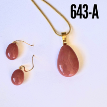 Load image into Gallery viewer, Dusty Rose -Fused-Glass-Pendant-Earring-Set