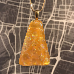 Tangerine Anemone-Fused-Glass-Pendant